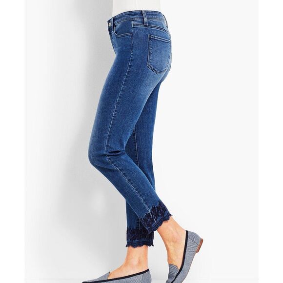 Talbots Jeans Size 8 Flawless Mid-Rise Slim Ankle Scalloped Detail - Picture 2 of 12